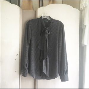 NWT Lauren Ralph Lauren Georgette Tie Neck Top
